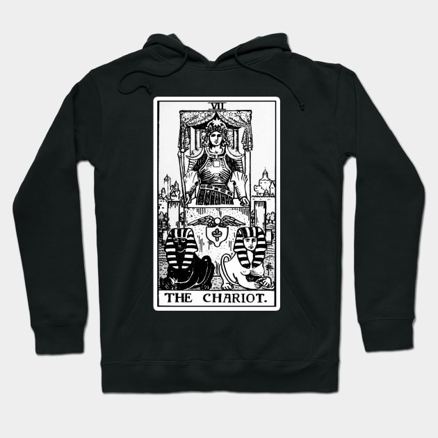 VII. The Chariot Tarot Card | Black and white Hoodie by wildtribe